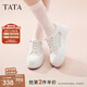 他她（TATA）小白鞋厚底女鞋2025秋季新款網(wǎng)面透氣休閑鞋板鞋松糕底WJN28CM5 白色 37
