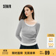 森馬（Semir）長(cháng)袖T恤女秋短款假兩件蕾絲花邊修身2025小性感上衣10A525101004