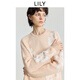 LILY2025冬新款女裝含羊毛駱駝絨圓領(lǐng)愛(ài)心提花休閑淺色針織衫毛衣 120淺粉 S