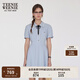 Teenie Weenie小熊女裝連衣裙2025夏季新款清新簡約學(xué)院翻領(lǐng)短袖裙 淺藍(lán)色 S
