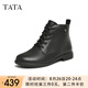 他她（TATA）休閑馬丁靴女款真皮簡約加絨平底短靴子冬季新款7BJ48DD4 黑色（絨里） 38