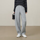 逸陽(yáng)灰色運動(dòng)褲女2025年秋新款香蕉衛褲高腰窄版顯瘦闊腿休閑褲子 花灰色 27