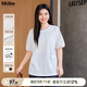 MsShe【設(shè)計(jì)感開叉下擺短袖T恤】大碼女裝2025夏裝胖mm巨遮肚上衣 純白色現(xiàn)貨 3XL