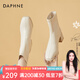 達芙妮（DAPHNE）短靴女瘦瘦靴秋冬季法式粗跟中跟英倫風百搭品牌女靴子2025新款 米白色-加絨 38 (240mm) 標準碼