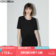 COCOBELLA金屬LOGO垂墜時(shí)尚短袖針織衫女休閑圓領(lǐng)T恤NTS26B 黑色 S