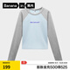 蕉內（Bananain）非常服520Color女士棉感主題長(cháng)袖拼色休閑T恤顯瘦辣妹T恤秋冬新品 云空藍拼中麻灰 L