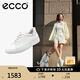 愛步（ECCO）板鞋女鞋 25年牛皮休閑板鞋系帶鞋平底鞋女 柔酷470843 白色/銀色47084361144 39 (245mm)