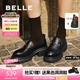 百麗（Belle）七夕禮物復(fù)古抓皺鎏金樂(lè)福鞋女商場(chǎng)款牛皮粗跟jk鞋E1Y1DCA5預(yù)售 黑色 37