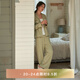 朵朵·可可暖膨絨彈力針織 秋季薄絨條紋 開(kāi)衫家居服睡衣套裝 淺綠 M (160)