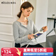 Olrain歐芮兒法式灰色T恤女春季2025新款通勤設(shè)計感拼接蕾絲上衣 灰色 M