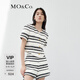MO&Co.小香風(fēng)短款短袖條紋短外套弧形擺高級(jí)感設(shè)計(jì)感小眾千金風(fēng)外套 白黑條色 M 165