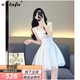 她芙（tafu）品牌女裝法式連衣裙女2025夏季新款方領(lǐng)無(wú)袖吊帶背心網(wǎng)紗蓬蓬裙 白色 XS