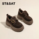 星期六樂(lè )福鞋女粗跟加絨搭扣淺口保暖復古2025秋季新款百搭休閑勃肯鞋 棕色 37 (235mm) 標準碼