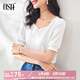 歐莎（OSA）短袖女時(shí)尚高級(jí)感2025新款泡泡袖減齡t恤短款修身顯瘦高檔上衣 白色 M