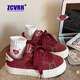 ZCVRR原創(chuàng  )復古板鞋女2026年新款ins港風(fēng)學(xué)生百搭厚底帆布鞋休閑運動(dòng)鞋 酒紅色 37 (235mm)