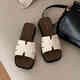 細細條（XIXITIAO）夏季外穿時(shí)尚拼色坡跟防滑一字拖女休閑百搭方頭涼拖鞋ins 白棕色【時(shí)尚百搭拼色】 36-37 【標準碼】