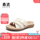 森達(dá)【燈】簡(jiǎn)約涼鞋女夏新商場(chǎng)同款舒適可可平底休閑拖鞋4LKB6BT4 米色 37