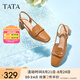 他她（TATA）復(fù)古包頭涼鞋女羊皮氣質(zhì)粗跟時裝涼鞋夏新款YET01BH4 棕色 36
