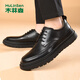 木林森（MULINSEN）男鞋牛皮布洛克雕花英倫復古百搭低幫軟底皮鞋 10032