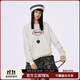 Mmlg加厚純棉t恤女男2025秋冬新款經(jīng)典logo金屬燙珠裝飾情侶款上衣服 淺花灰 S