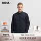 BOSS博斯【禮物】男士2025夏季新款啞光褶皺面料寬松版型襯衫 404-深藍色 L