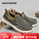 斯凱奇（Skechers）男鞋商務(wù)休閑鞋舒適一腳蹬輕便舒適時(shí)尚春季款復(fù)古帆布鞋