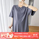 婧麒孕婦裝夏裝薄款純棉T恤上衣短褲套裝中長(cháng)款寬松兩件套夏季款 深灰色T恤【單件】Jwc53965 XL