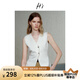 H's冰絲毛針織馬甲女25夏新款肌理設計感深V領(lǐng)收腰透氣通勤背心 米白色 L