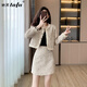 她芙（tafu）品牌女裝小香風(fēng)套裝裙女2026春秋新款時(shí)尚上衣名媛兩件套半身裙 杏色 M