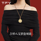 TFY黃財神八寶羅盤(pán)沙金項鏈長(cháng)款毛衣鏈新中式編繩吊墜配飾女高級感 鑲鉆八寶羅盤(pán)項鏈【可轉動(dòng)】