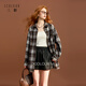 三彩2025冬季新款格紋呢料襯衫翻領(lǐng)寬松闊版中長(cháng)襯衣保暖疊穿M 咖啡色格紋 S 155/80A