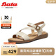 Bata一字帶涼鞋女2025夏羊皮涼鞋AYJ10BL5 米色 37