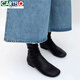 卡帝樂(lè )鱷魚(yú)（CARTELO）復古圓頭瘦瘦靴馬丁鞋女2026秋冬季新款短靴方跟鴨嘴型顯瘦短筒靴 黑色 37
