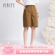 菲妮迪（FINITY）休閑褲2025年夏季新款簡約氣質直筒垂感短款褲子女 咖色 S