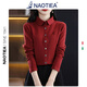 NAOTIEA意大利小帆船紅色德絨POLO襯衫女2025春秋新款翻領(lǐng)長(cháng)袖上衣外套 酒紅色【加厚德絨】 XL （建議115-130斤）