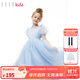 ELLE KIDS童裝 “在逃”公主裙女兒童春夏季新款網(wǎng)紗亮片連衣裙 淺藍色（無裙撐） 160 (S)
