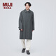 無(wú)印良品（MUJI） 男式 羊毛混 大衣 毛呢大衣 時(shí)尚中長(cháng)款外套 AD0U1C3A 深灰色圖案 M 170/92A