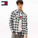 TOMMY JEANS25新款秋冬男裝純棉微抓絨法蘭絨復(fù)古漸變格紋襯衫外套22019 黑白格紋BDS S
