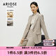 艾諾絲雅詩【商場同款】春秋新通勤風休閑墊肩女裝一?？畚餮b外套10821356 茶米色 M