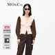 MO&Co.V領(lǐng)短款拼接針織衫開(kāi)衫毛衣設計感修身針織衫女摩安珂 茶杏色 M 165