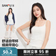 三福女秋季竹節(jié)基礎(chǔ)帶杯吊帶背心 簡(jiǎn)約修身透氣無(wú)袖上衣504666 白色 L
