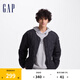 Gap男裝印花logo波浪絎線外套輕薄簡約風(fēng)棉服619672 黑色 165/88A(S) 亞洲尺碼