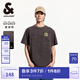 杰克·瓊斯（JACK&JONES）男裝25年短袖T恤男士夏季100%純棉潮流高端重磅寬松個(gè)性字母半袖 E12褐色 常規 M