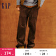 Gap男裝燈芯絨搭扣腰帶傘褲百搭寬松休閑長(cháng)褲636367 棕色 175/84A(L) 亞洲尺碼