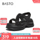 百思圖25夏商場同款涼鞋戶外厚底女涼鞋BP731BL5 黑色 37