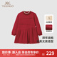 英氏（YEEHOO）女童裙子加絨秋冬保暖女童連衣裙長(zhǎng)袖裙子喜慶拜年服
