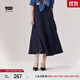 Levi's李維斯冰酷系列25春夏新款女士美式高街壓褶藍色牛仔半身裙 牛仔藍 L (27)