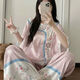 茶年（CHANIAN）古裝格格睡衣 宮廷風(fēng)新中式國風(fēng)寬松睡衣女夏季2025新款甜美薄款 粉色上衣+長(cháng)褲 L (80-120斤)
