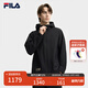 FILA 斐樂官方男裝梭織外套2025秋裝新款時尚商務休閑寬松連帽夾克 正黑色-BK M 170/92A/M