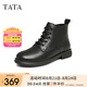 他她（TATA）冬商場同款經(jīng)典系帶馬丁靴女黑色百搭炸街小短靴WXL01DD3 黑色（單里） 35